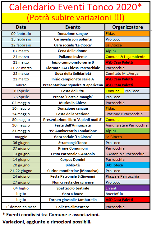 Calendario eventi 02-07